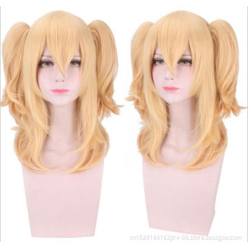 cosplay wig with two ponytail, custom detach ponytail